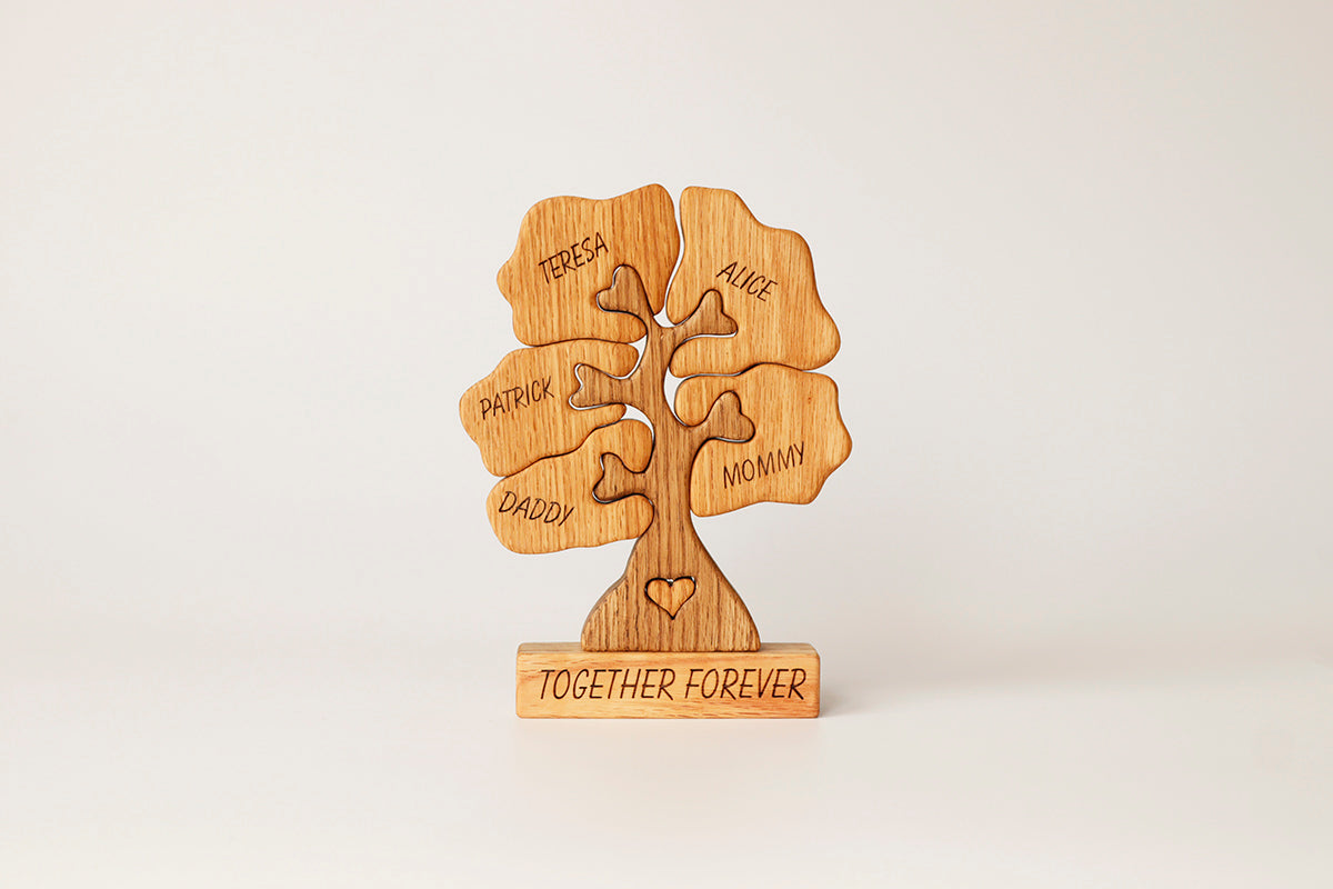 Puzzle familial d'arbre généalogique en bois