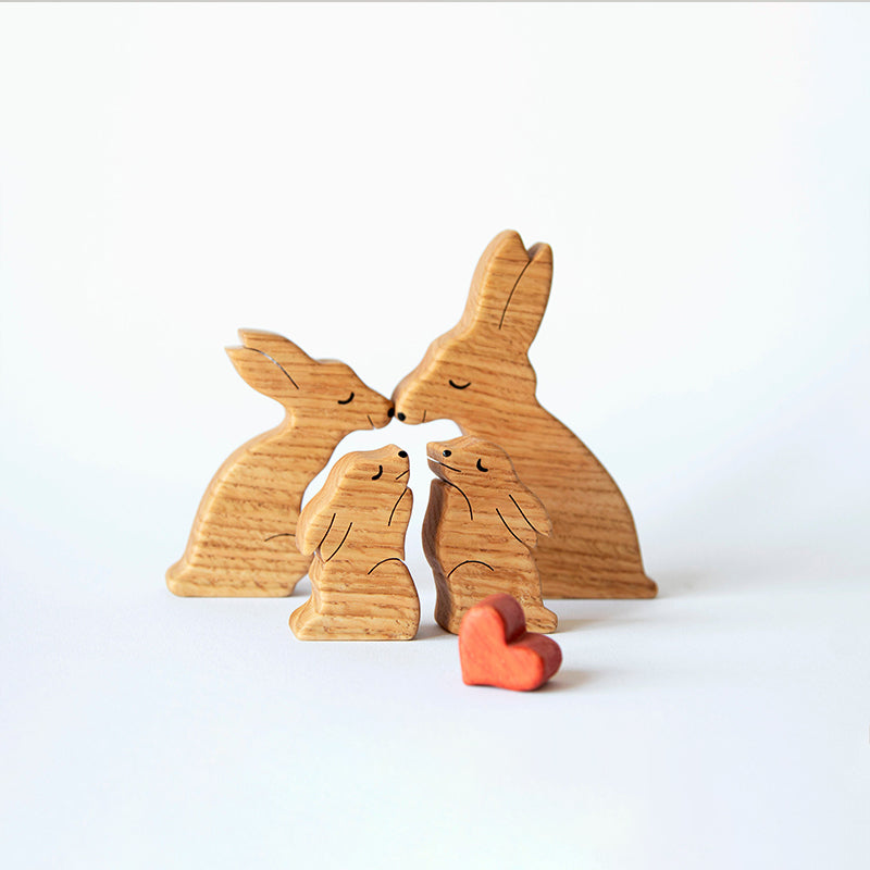Puzzle famille lièvre en bois