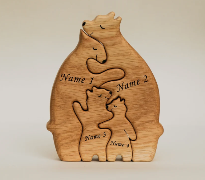 Puzzle familial ours en bois