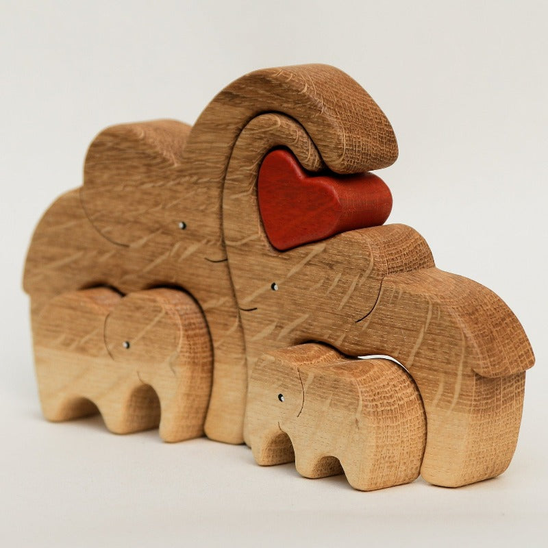 Wooden elephants family puzzle
