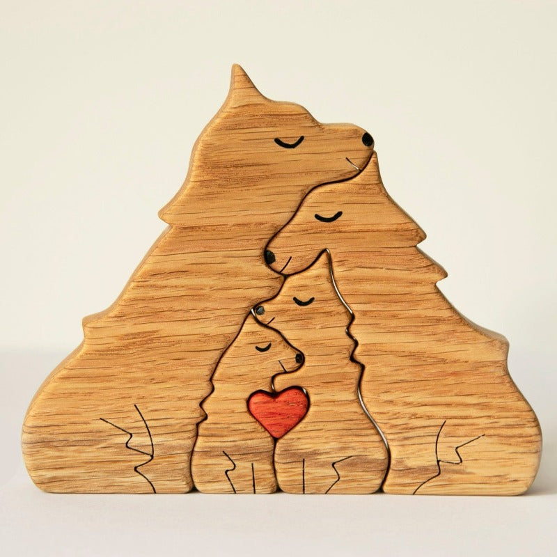 Puzzle famille loups en bois