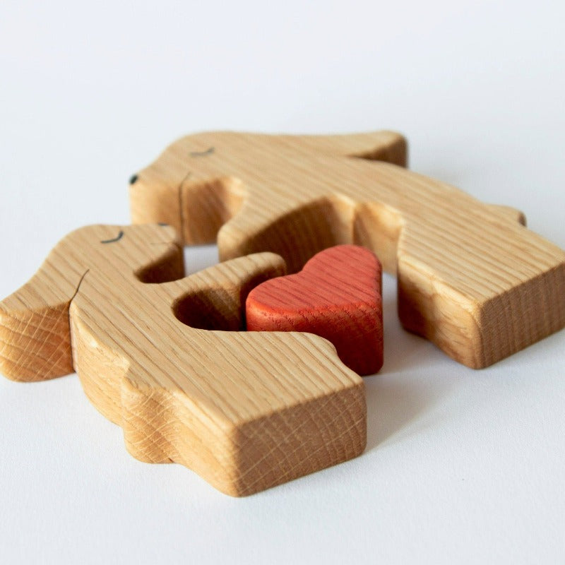 Holzkaninchen-Familienpuzzle für Paare