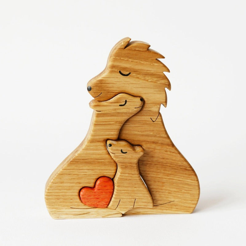 Wooden lion family puzzle for 3-person family