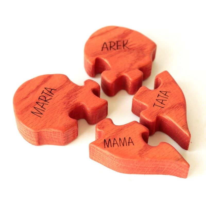 Puzzle familial coeur en bois